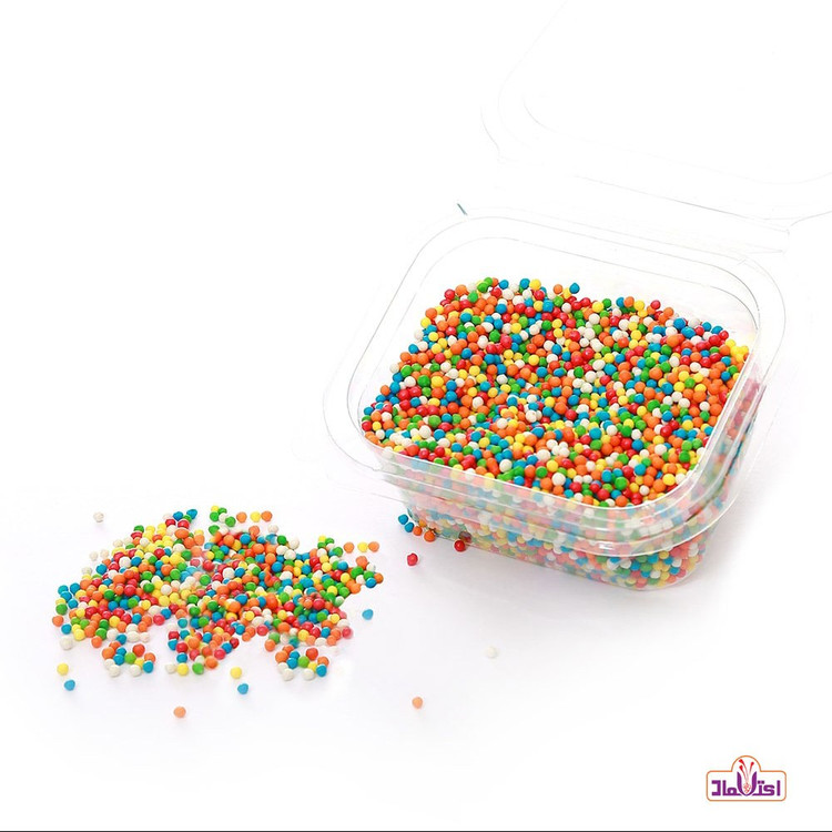 ترافل توپی رنگی 100 گرمی اعتماد تازه و بسته بندی سطلی