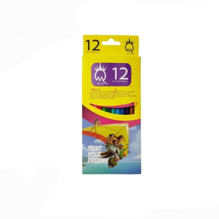 مداد رنگی 12رنگ جعبه مقوایی ام کیو