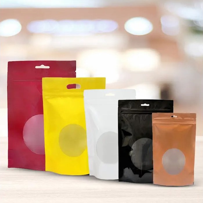 پاکت ایستاده رنگی پنجره گرد