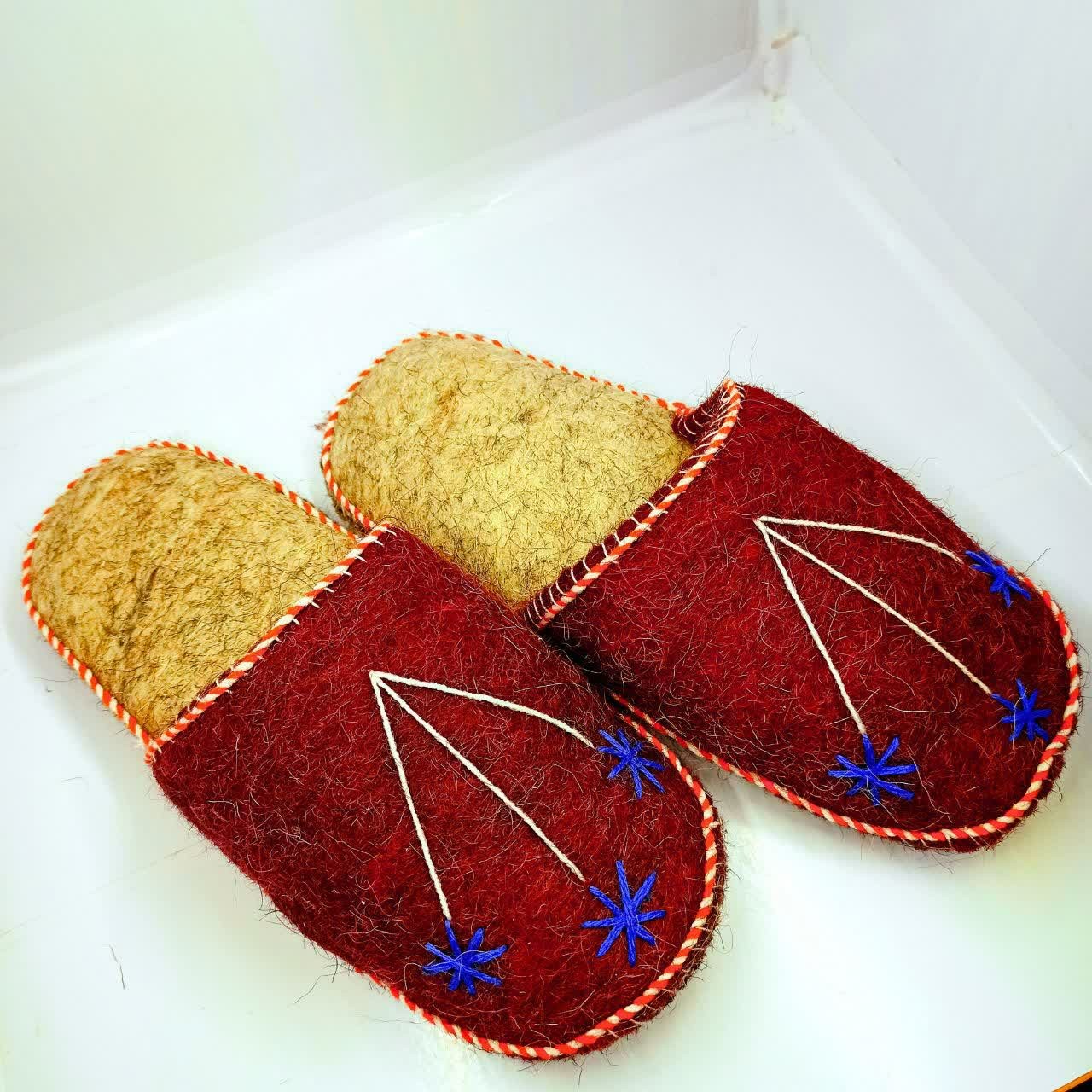 دمپایی نمدی رنگی جلوبسته دور دوزی شده فدک (مردانه)