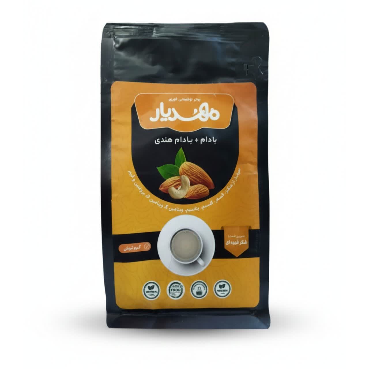 پودر نوشیدنی طبیعی فوری مهدیار فدک ( شیربادام زمینی وبادام هندی)