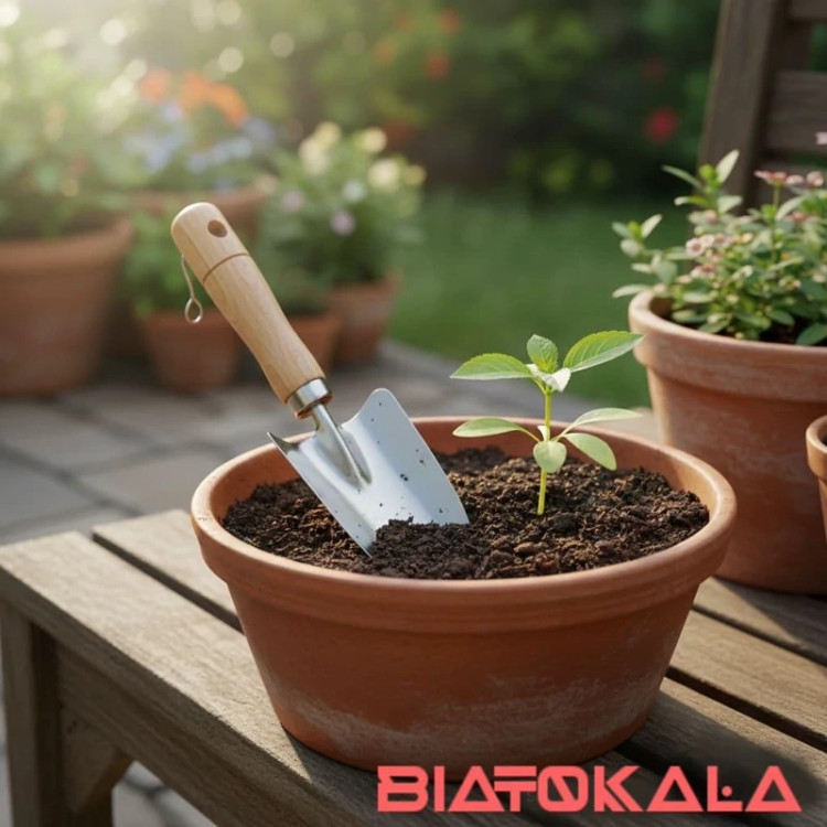 بیلچه دسته دار چوبی گلدانی/سبک و مقاوم مدل 1