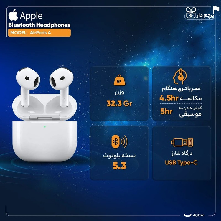 ایرپاد اپل مدل AirPods 4 (سوپر های کپی) - Normal