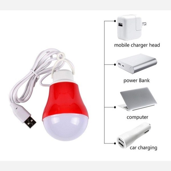چراغ آویز اضطراری LED USB مدل لامپ سیم دار 5 وات یو اس بی - ارسال رایگان