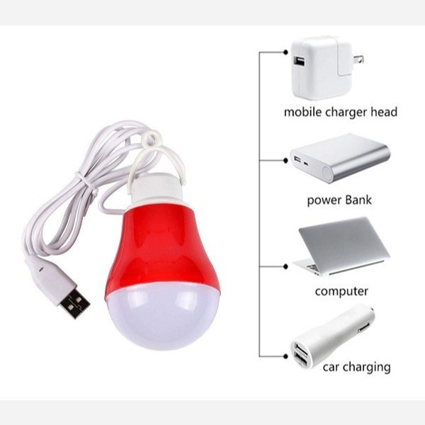 چراغ آویز اضطراری LED USB مدل لامپ سیم دار 5 وات یو اس بی - ارسال رایگان