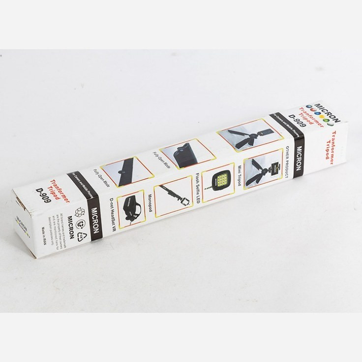 سه پایه گوشی موبایل، دوربین، رینگ لایت دارای پایه های جمع شونده جهت تنظیم D909 Micron - ارسال رایگان