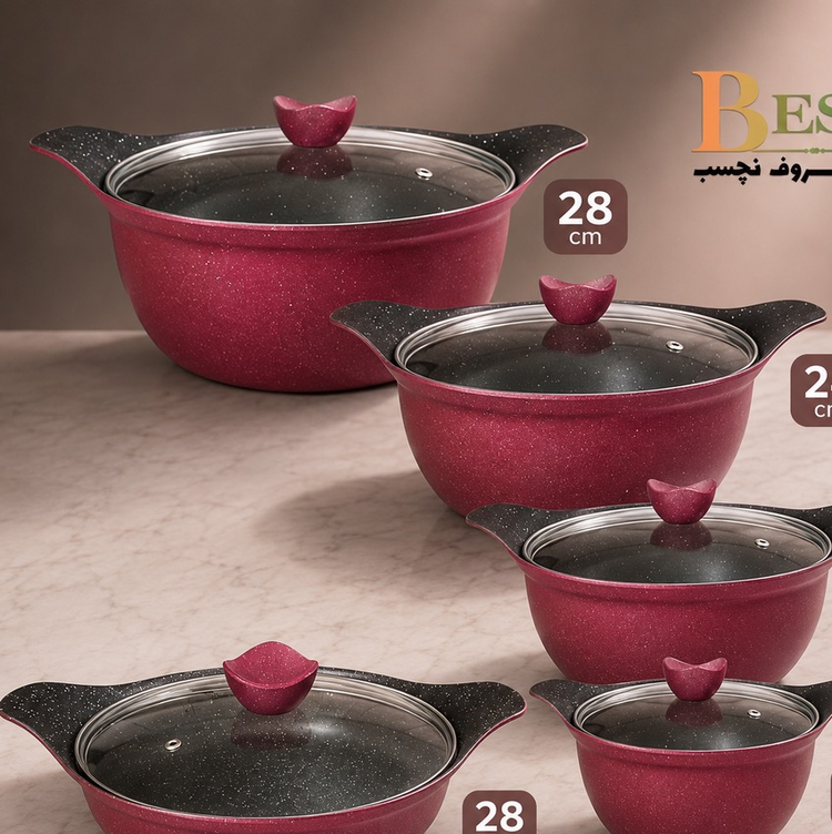 سرویس قابلمه 10 پارچه بست BEST - چدن گرانیت - مینی