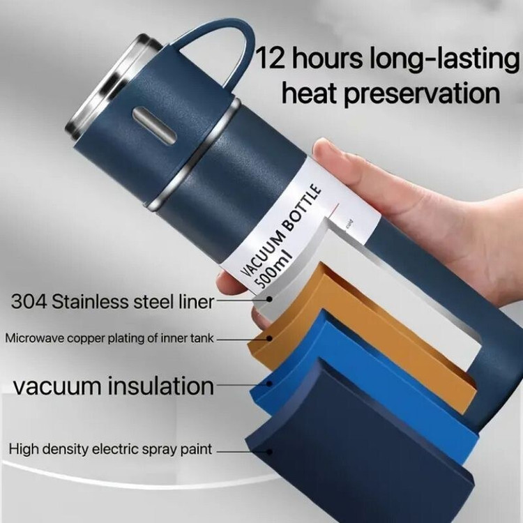 فلاسک سه کاپ سه لیوانه نیم لیتری مدل Vacuum Flask - مناسب هدیه