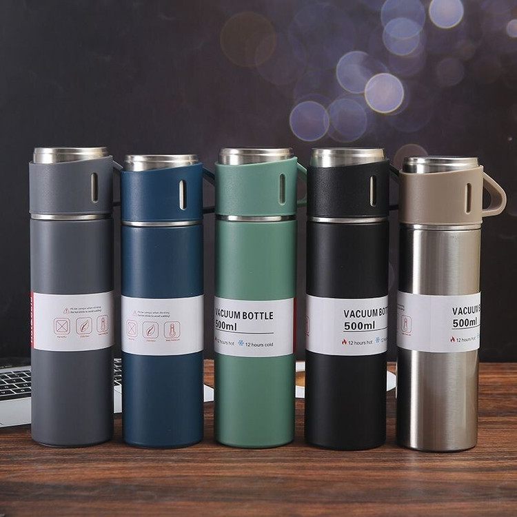 فلاسک سه کاپ سه لیوانه نیم لیتری مدل Vacuum Flask - مناسب هدیه