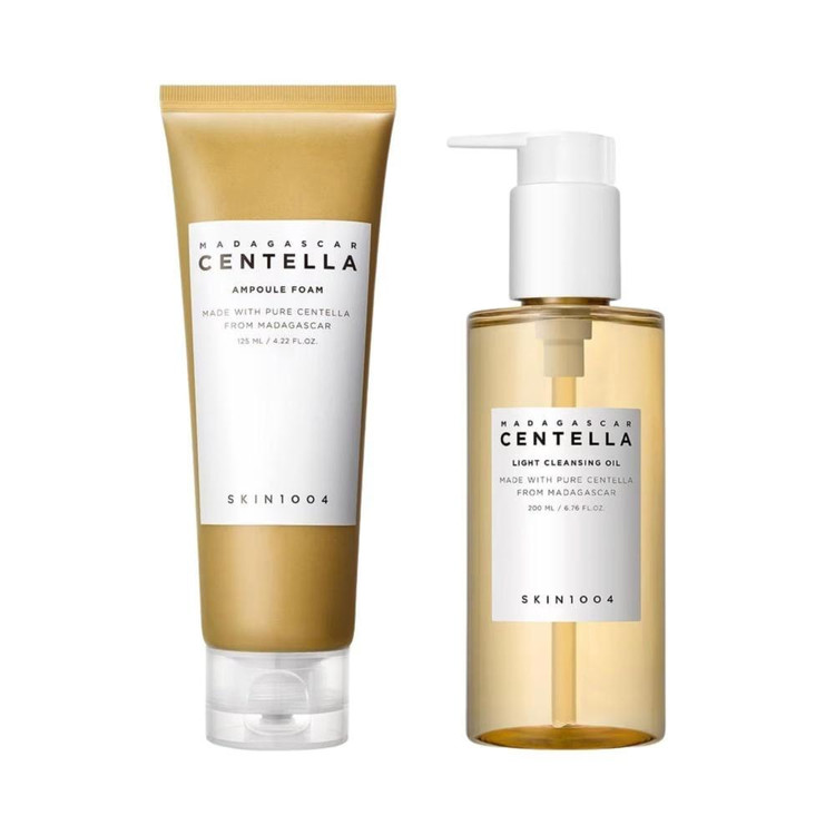 روغن پاک کننده اسکین 1004 مدل Centella مناسب انواع پوست حجم 200 میلی لیتر به همراه فوم پاک کننده اسکین 1004 مدل Cente...