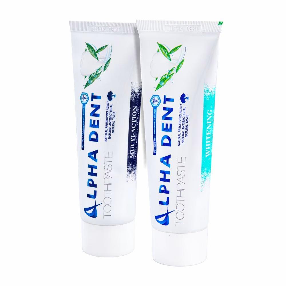 خمیر دندان آلفادنت مدل multi action و whitening حجم 75 میلی لیتر