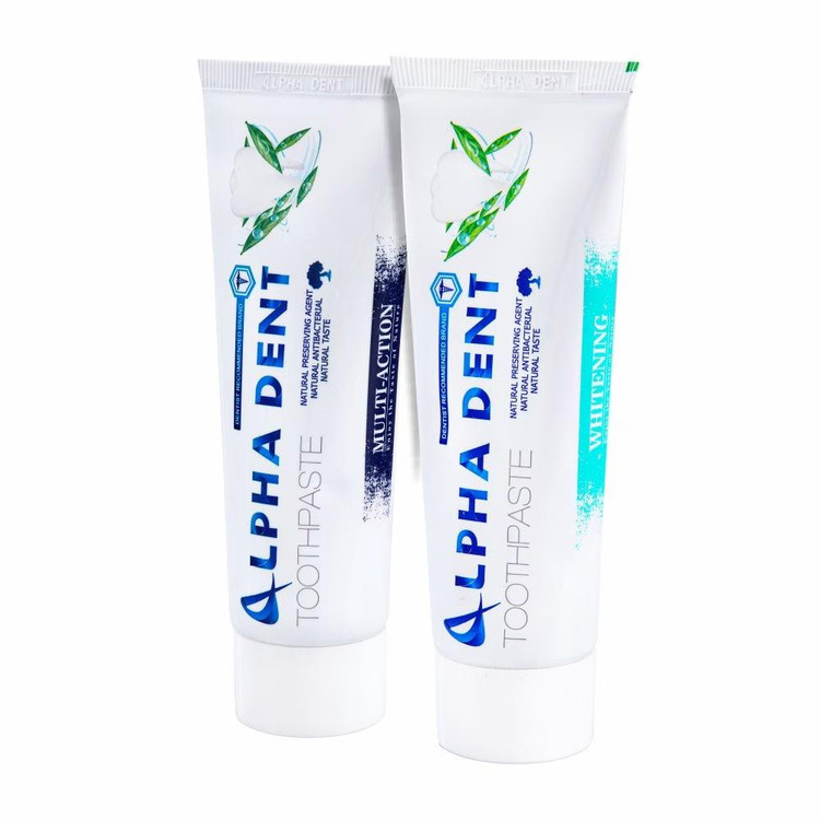خمیر دندان آلفادنت مدل multi action و whitening حجم 75 میلی لیتر