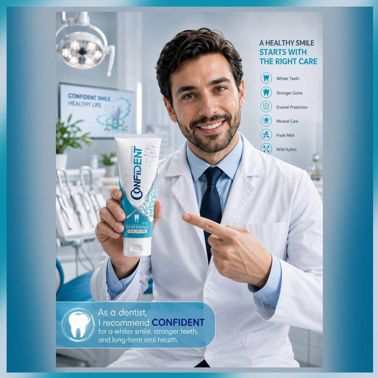 خمیر دندان سفید کننده کانفیدنت مدل Whitening-Max06 مناسب برای انواع دندان حجم 100 میلی لیتر مجموعه 6 عددی