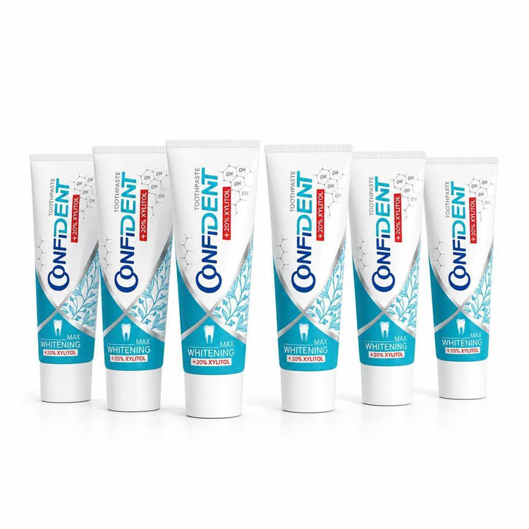 خمیر دندان سفید کننده کانفیدنت مدل Whitening-Max06 مناسب برای انواع دندان حجم 100 میلی لیتر مجموعه 6 عددی