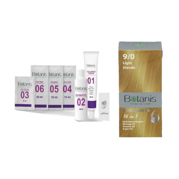 کیت رنگ مو بوتانیس شماره 9/0 حجم 60 میلی لیتر رنگ بلوند روشن
