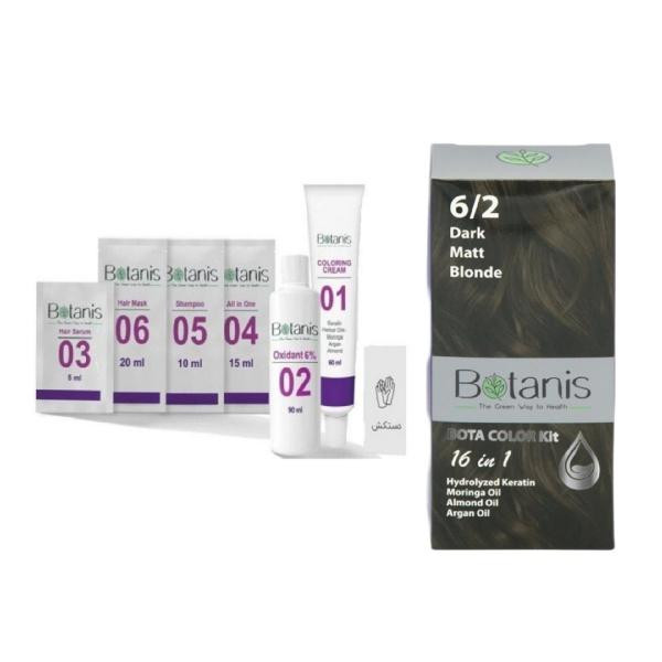 کیت رنگ مو بوتانیس شماره 6/2 حجم 60 میلی لیتر رنگ بلوند زیتونی تیره