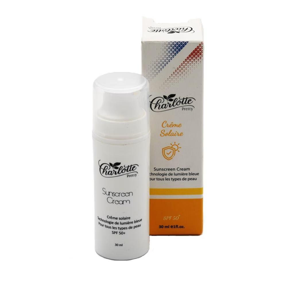 کرم ضدآفتاب بدون رنگ شارلوت SPF50 مدل 848304 مناسب برای انواع پوست حجم 30 میلی لیتر