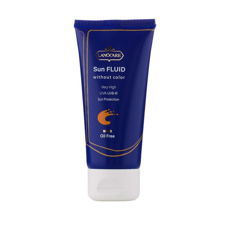 فلوئید ضد آفتاب بدون رنگ لانوکر SPF 50 مدل 01 مناسب انواع پوست حجم 50 میلی لیتر