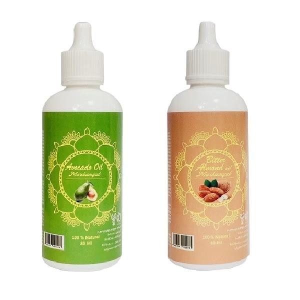 روغن تقویت کننده مو ، مژه و ابرو مرهم یاب مدل بادام تلخ و آووکادو حجم 80 میلی لیتر مجموعه 2 عددی