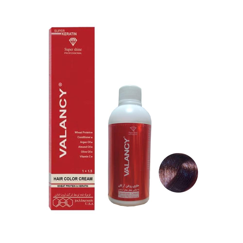 کیت رنگ مو والانسی شماره V6 7.20 حجم 100 میلی لیتر رنگ شرابی خیلی روشن