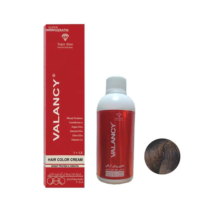 کیت رنگ مو والانسی شماره R3 4.53 حجم 100 میلی لیتر رنگ قهوه ای کاکائویی تیره