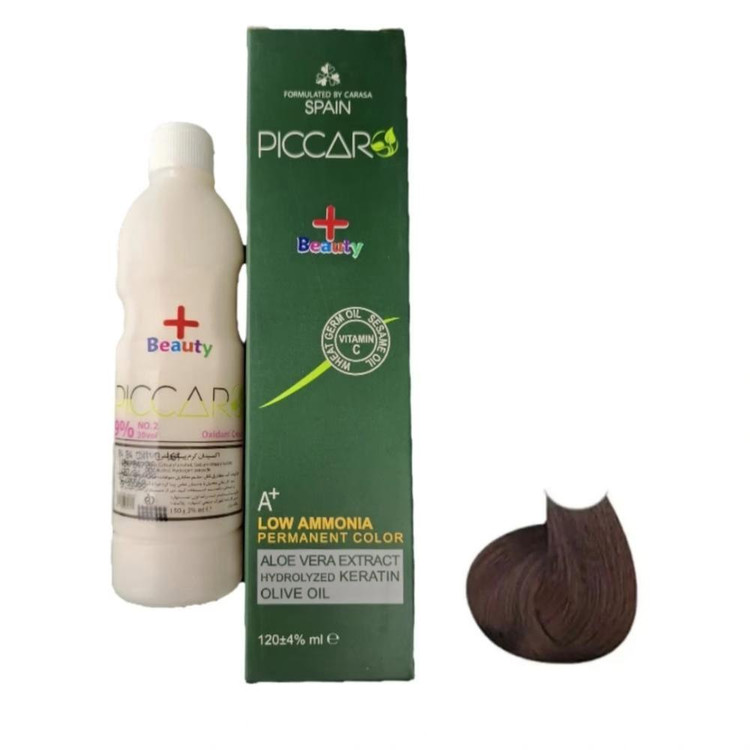 رنگ مو پیکارو مدل پلاس بیوتی شماره 4.0 حجم 124 میلی لیتر رنگ قهوه ای متوسط به همراه اکسیدان پیکارو مدل پلاس بیوتی کد ...