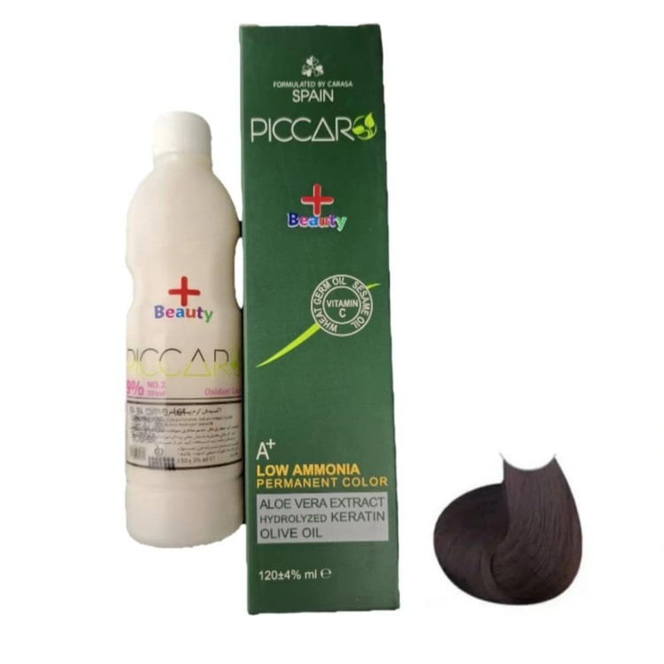 رنگ مو پیکارو مدل پلاس بیوتی شماره 3.0 حجم 100 میلی لیتر رنگ قهوه ای تیره به همراه اکسیدان پیکارو مدل پلاس بیوتی کد 0...