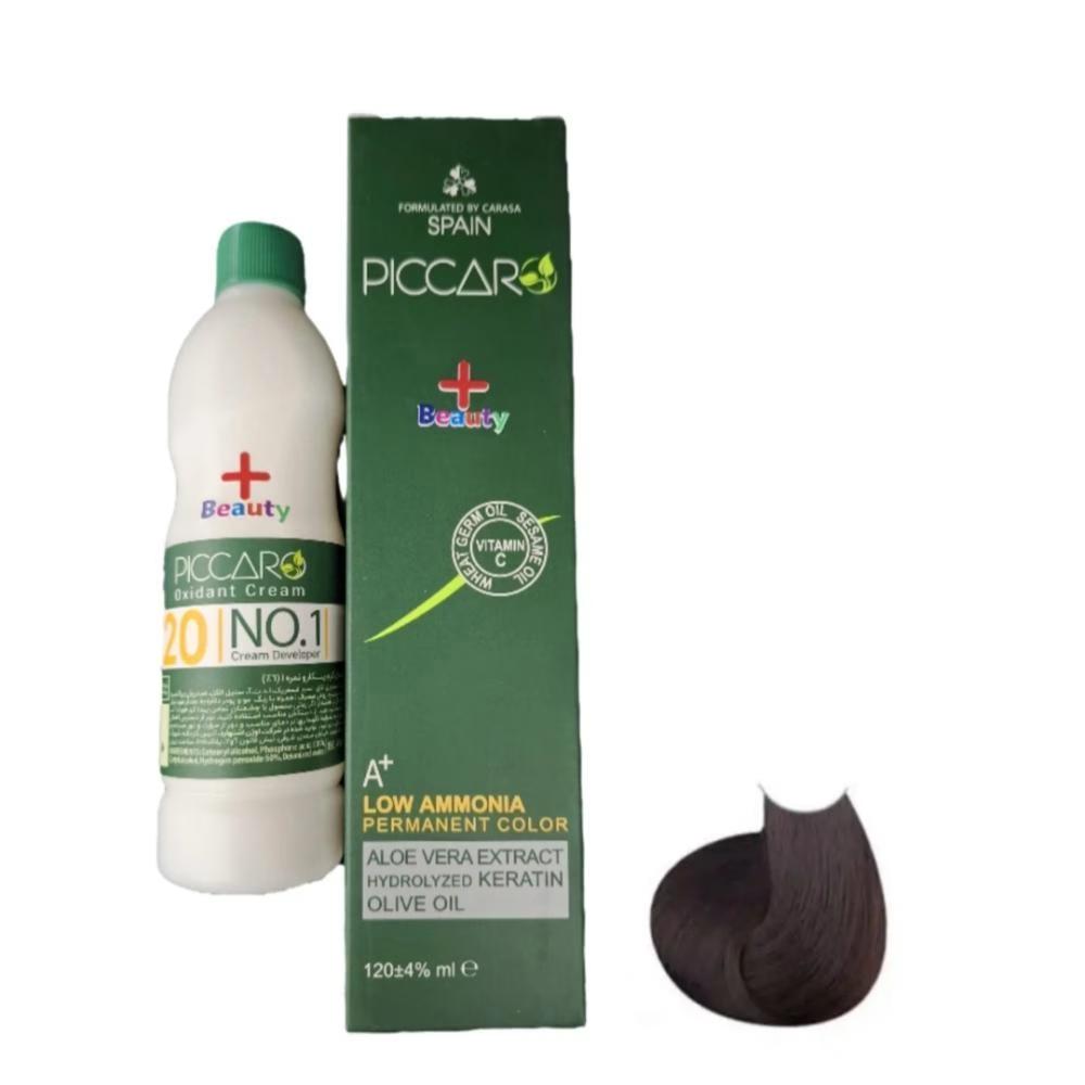 رنگ مو پیکارو مدل پلاس بیوتی شماره 3.0 حجم 124 میلی لیتر رنگ قهوه ای تیره به همراه اکسیدان پیکارو مدل پلاس بیوتی کد 0...