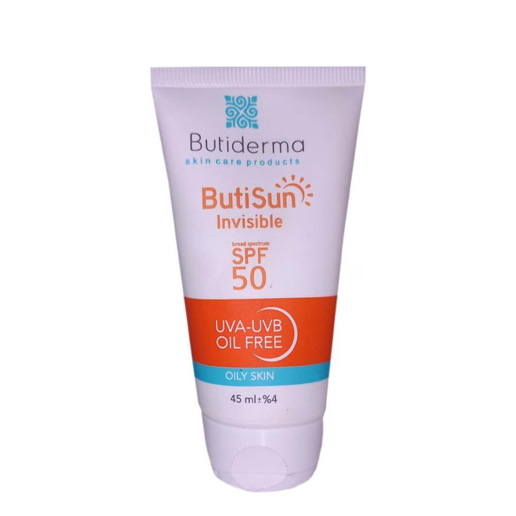 کرم ضد آفتاب بیو درما SPF 50 مدل ButiSun محافظ UVA ،UVB و ضد حساسیت، ضد چروک و ضد پیری، مناسب پوست چرب حجم 45 میلی لیتر