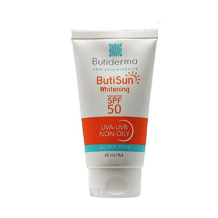 کرم ضد آفتاب بیو درما SPF 50 مدل ButiSun محافظ UVA ،UVB و ضد حساسیت، ضد چروک و ضد پیری، مناسب پوست چرب حجم 45 میلی لیتر