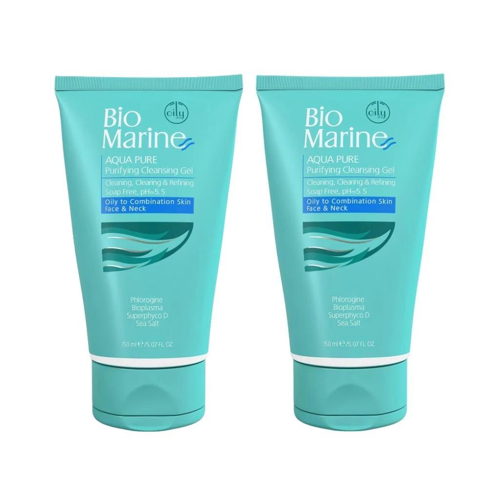 ژل شست وشوی صورت بایومارین مدل AQUA PURE مناسب برای پوست چرب حجم 150 میلی لیتر بسته 2 عددی