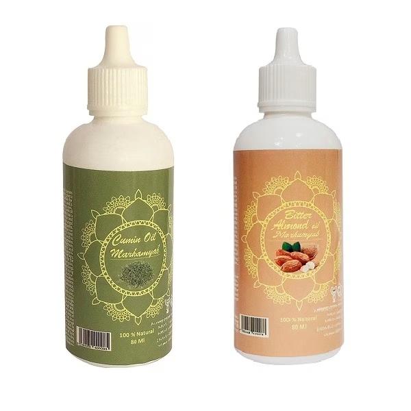 روغن تقویت کننده مو ، مژه و ابرو مرهم یاب مدل بادام تلخ و زیره سبز حجم 80 میلی لیتر مجموعه 2 عددی
