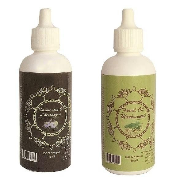 روغن تقویت کننده مو، مژه و ابرو مدل رازیانه و سیاه دانه حجم 80 میلی لیتر مجموعه 2 عددی