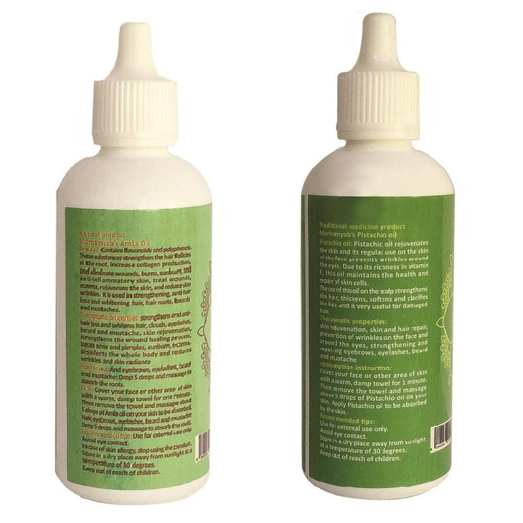 روغن تقویت کننده مو، مژه و ابرو مرهم یاب مدل پسته و آمله حجم 80 میلی لیتر مجموعه 2 عددی