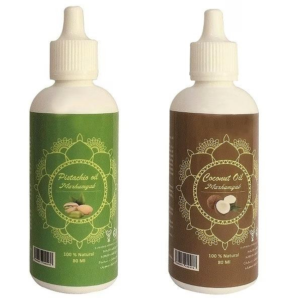 روغن تقویت کننده مو، مژه و ابرو مرهم یاب مدل نارگیل و پسته حجم 80 میلی لیتر مجموعه 2 عددی