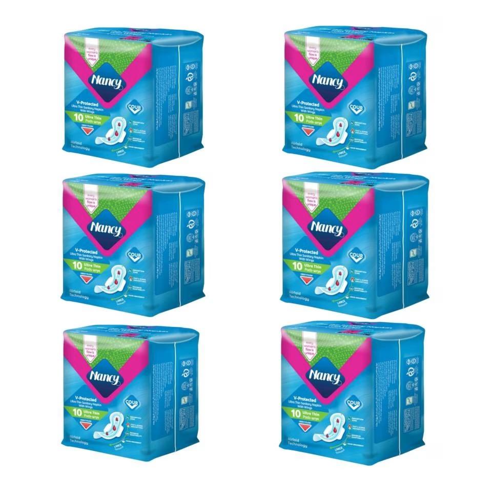 نوار بهداشتی نانسی مدل ایرلید سایز بزرگ شش بسته 10 عددی