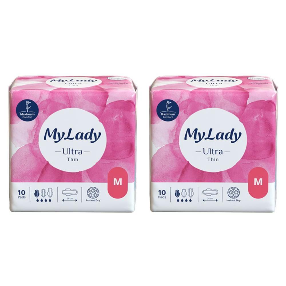 نوار بهداشتی مشبک خیلی نازک روز و شب مای لیدی مدل Instant Dry با جذب زیاد سایز متوسط دو بسته 10 عددی