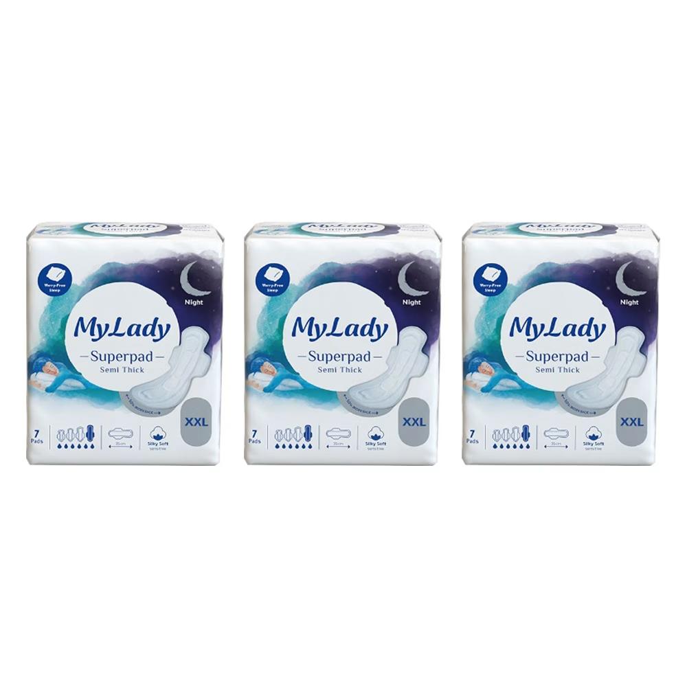 نوار بهداشتی مای لیدی مدل Superpad silky سایز خیلی خیلی بزرگ (XXL) سه بسته 7 عددی