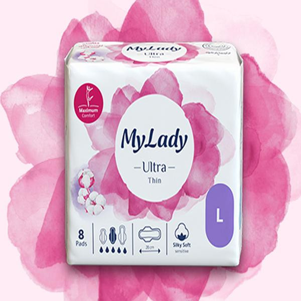 نوار بهداشتی بالدار نازک مای لیدی مدل Silky Soft سایز بزرگ شش بسته 8 عددی