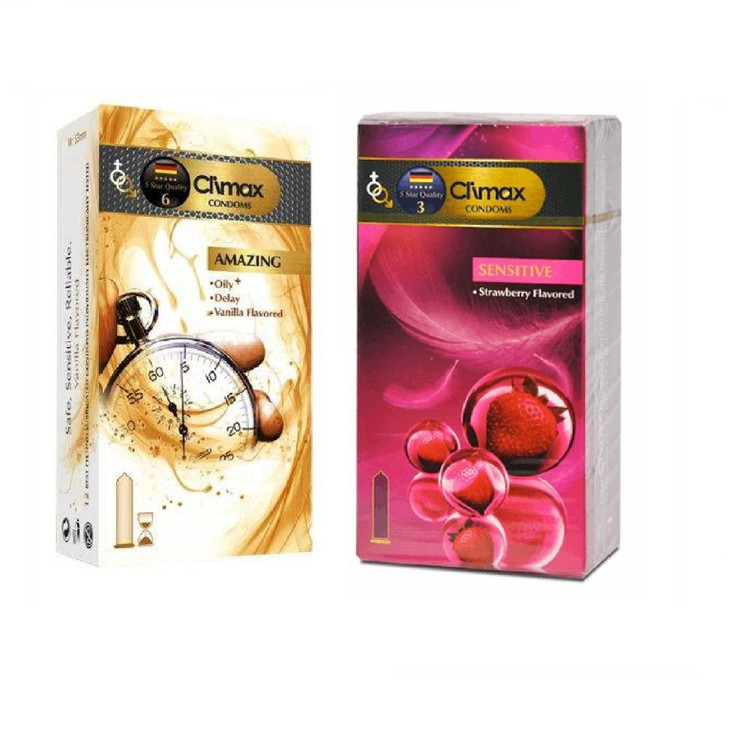 کاندوم کلایمکس مدل AMAZING بسته 12 عددی به همراه کاندوم کلایمکس مدل Sensitiveبسته 12 عددی