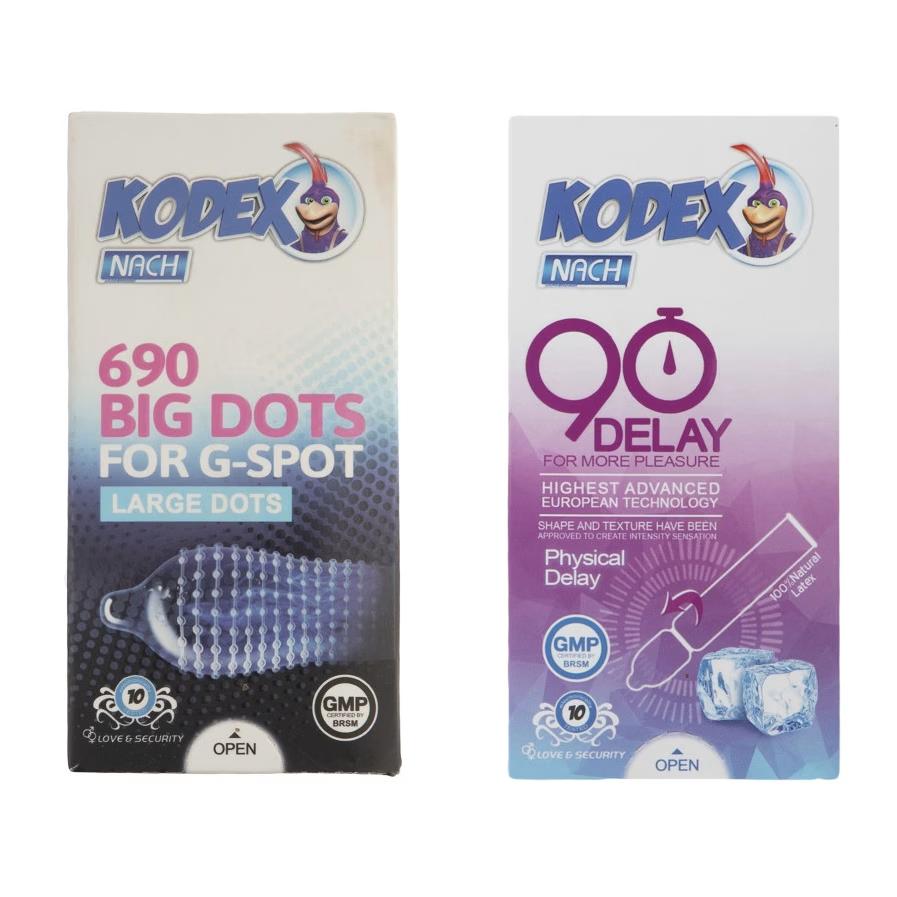 کاندوم ناچ کدکس مدل Big Dots بسته 10 عددی به همراه کاندوم ناچ کدکس مدل Delay بسته 10 عددی