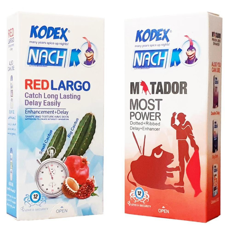 کاندوم ناچ کدکس مدل Matador بسته 12 عددی به همراه کاندوم مدل Red largo