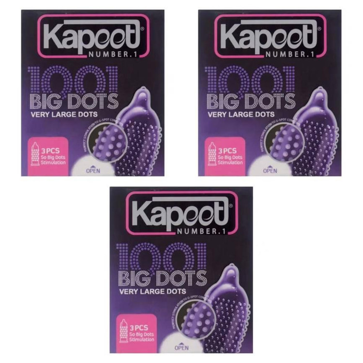 کاندوم خاردار کاپوت مدل DOTS سه بسته 3 عددی