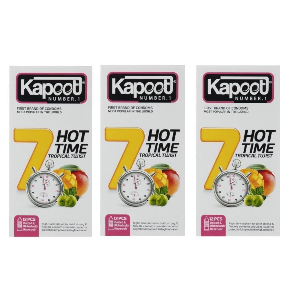 کاندوم تاخیری کاپوت مدل 7HOT TIME سه بسته 12 عددی