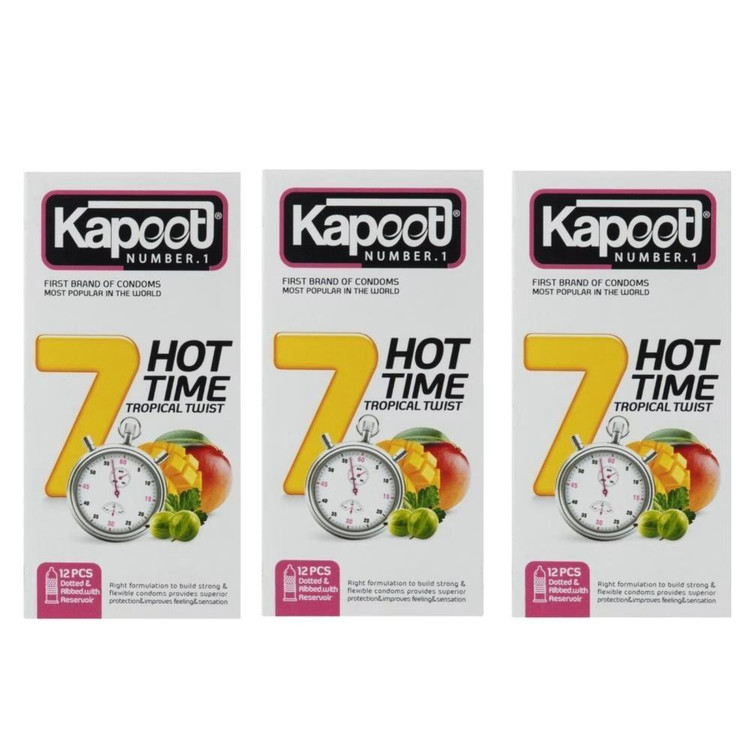 کاندوم تاخیری کاپوت مدل 7HOT TIME سه بسته 12 عددی
