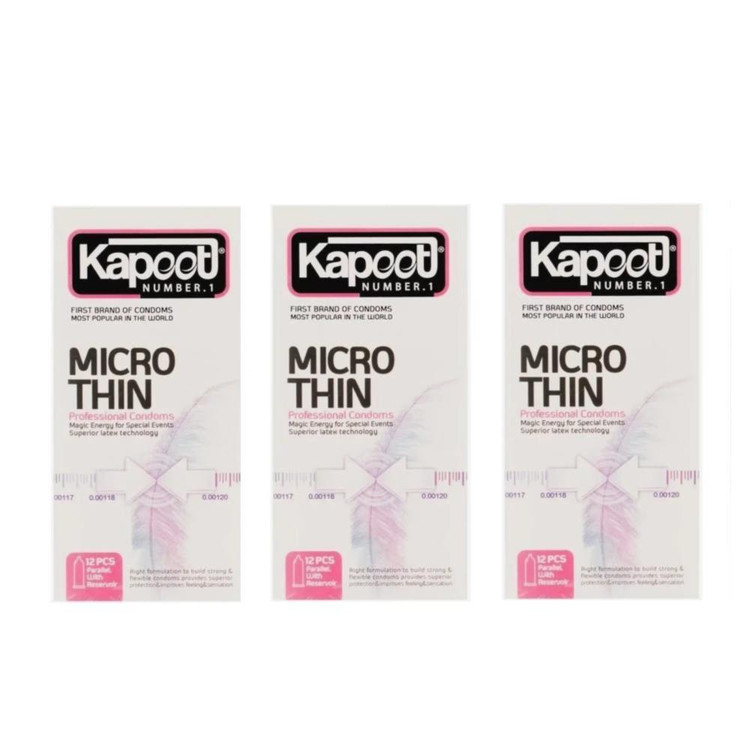 کاندوم کلاسیک کاپوت مدل MICRO THIN سه بسته 12 عددی