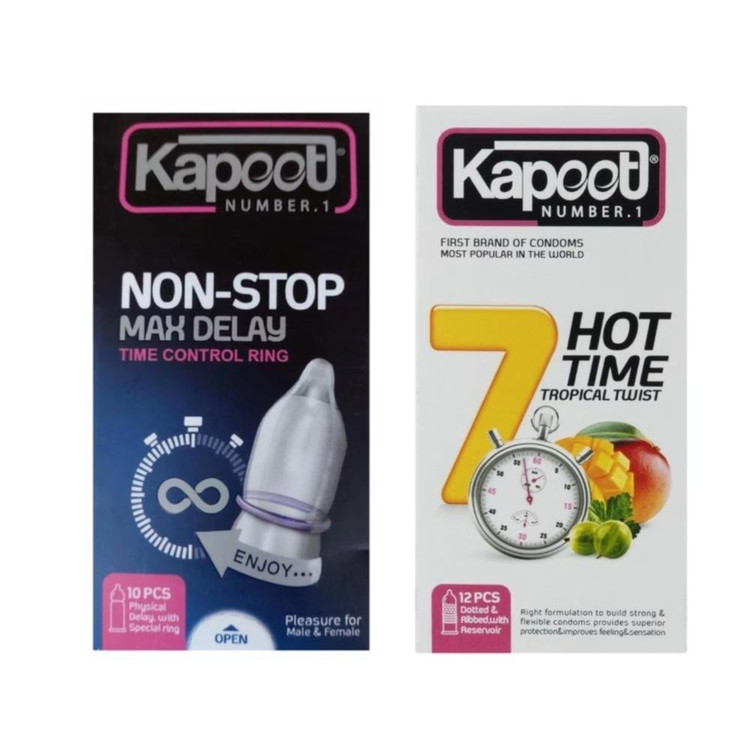 کاندوم تاخیری کاپوت مدل NON-STOP بسته 10 عددی به همراه کاندوم تاخیری کاپوت مدل 7Hot Time بسته 12 عددی