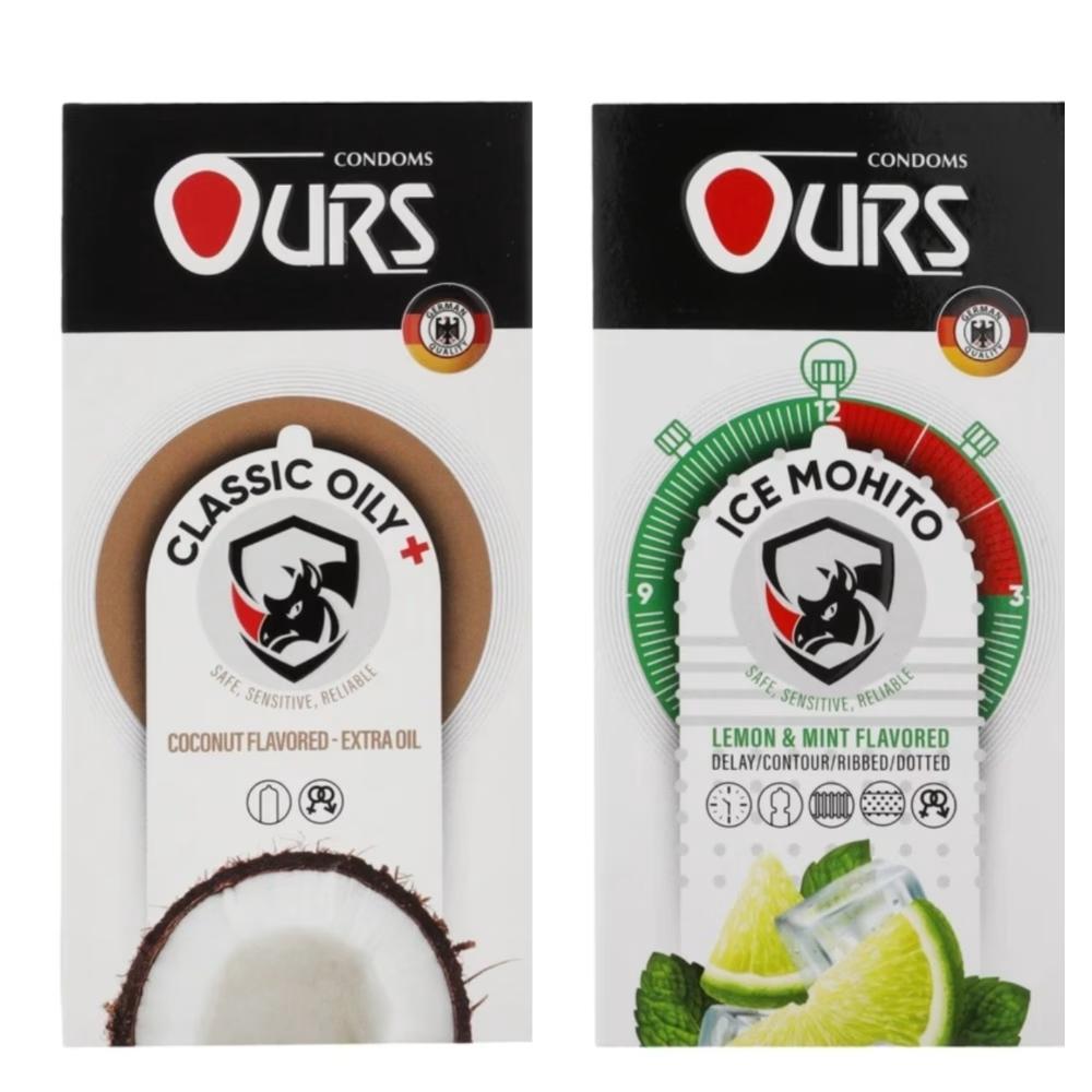 کاندوم تاخیری اورز مدل ICE MOHITO بسته 12 عددی به همراه کاندوم ساده اورز مدل OILY PLUS بسته 12 عددی