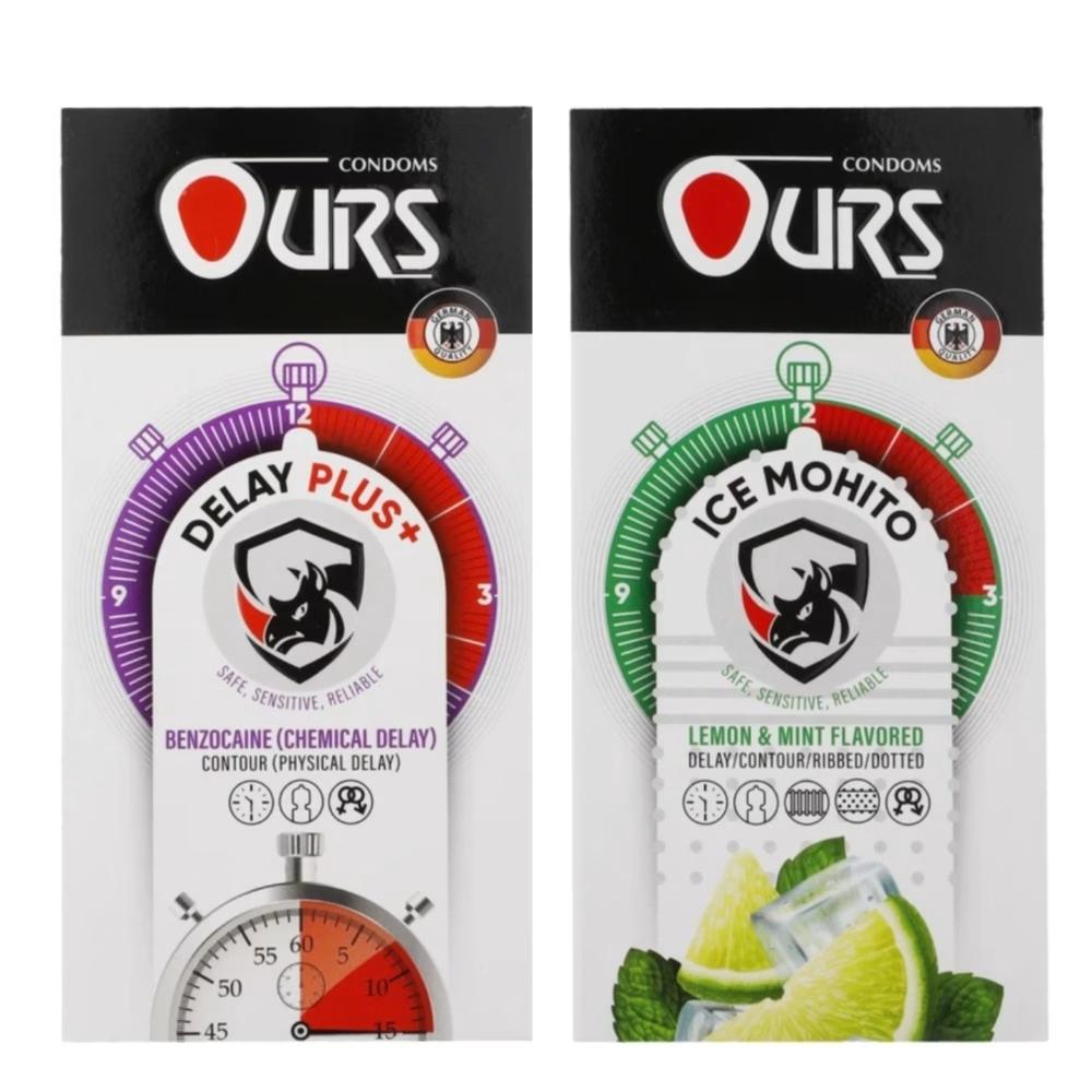 کاندوم تاخیری اورز مدل DELAY PLUS بسته 12 عددی به همراه کاندوم خاردار اورز مدل ICE MOHITO بسته 12 عددی