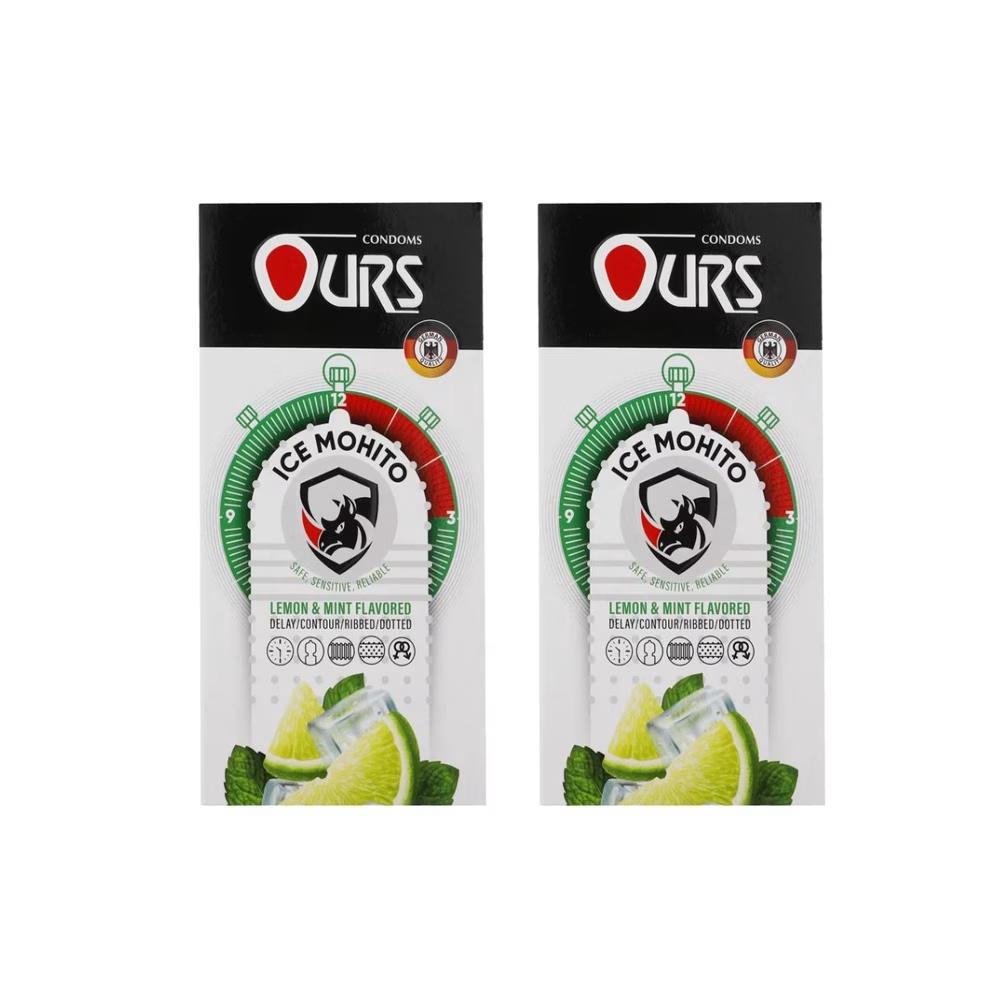 کاندوم خاردار و تاخیری اورز مدل ICE MOHITO دو بسته 12 عددی